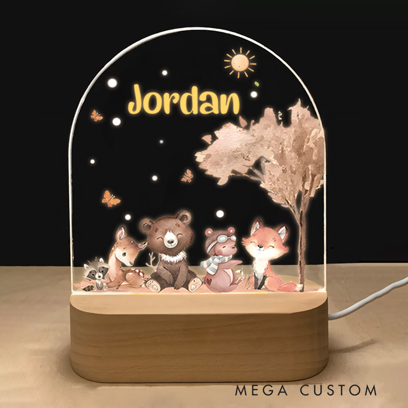 Personalized Forest Animal Friends-Themed for Playful Night Light