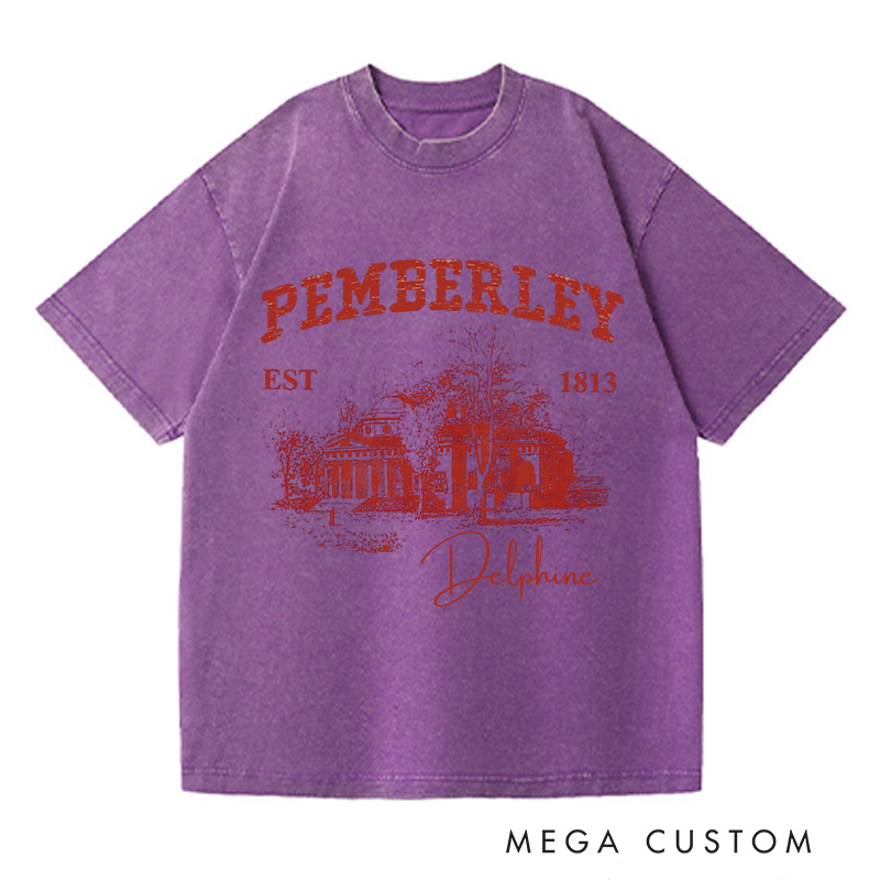 Personalized Pemberley Light Academia Washed T-Shirts Literature Literary Book Shirt Librarian Tee Book Lover Shirt Bookish Reading Bibliophile Gift