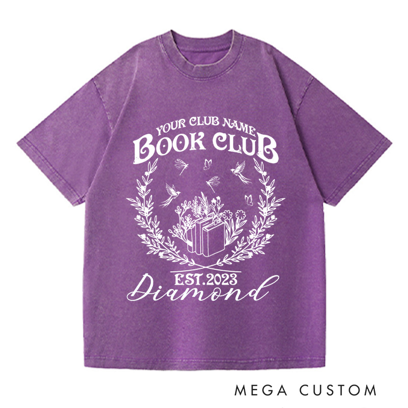Personalized Book Club Washed T-Shirts Since Reading Club Shirt Bookish Gift Book Lover Gift Book Lover Shirt Name Book Club Tee Book Gift
