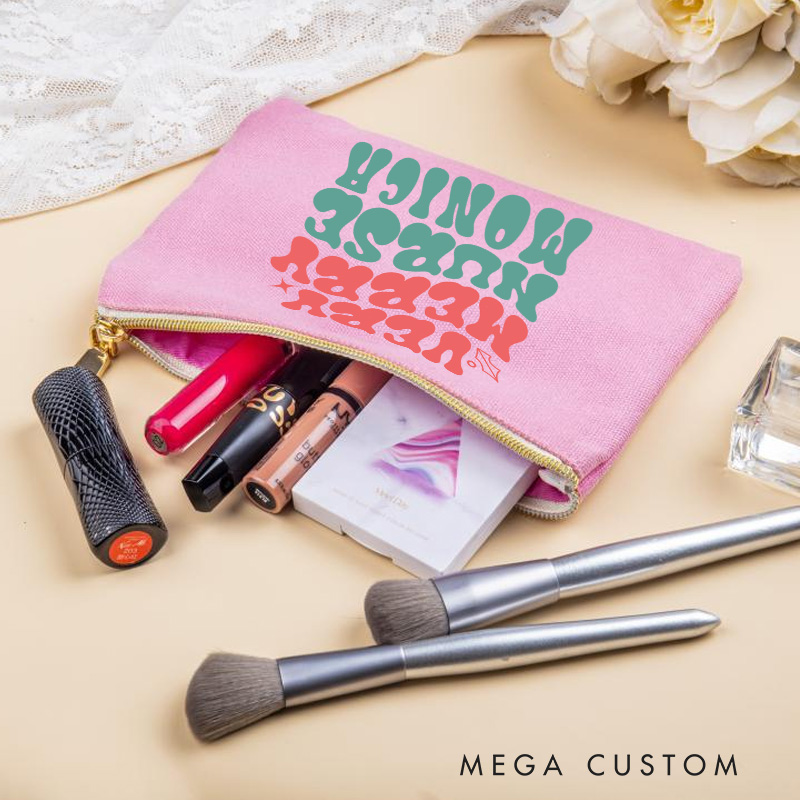 Personalized Makeup Bag for Nurse Very Merry Nurse Design Fashion Cosmetic Bag Gift