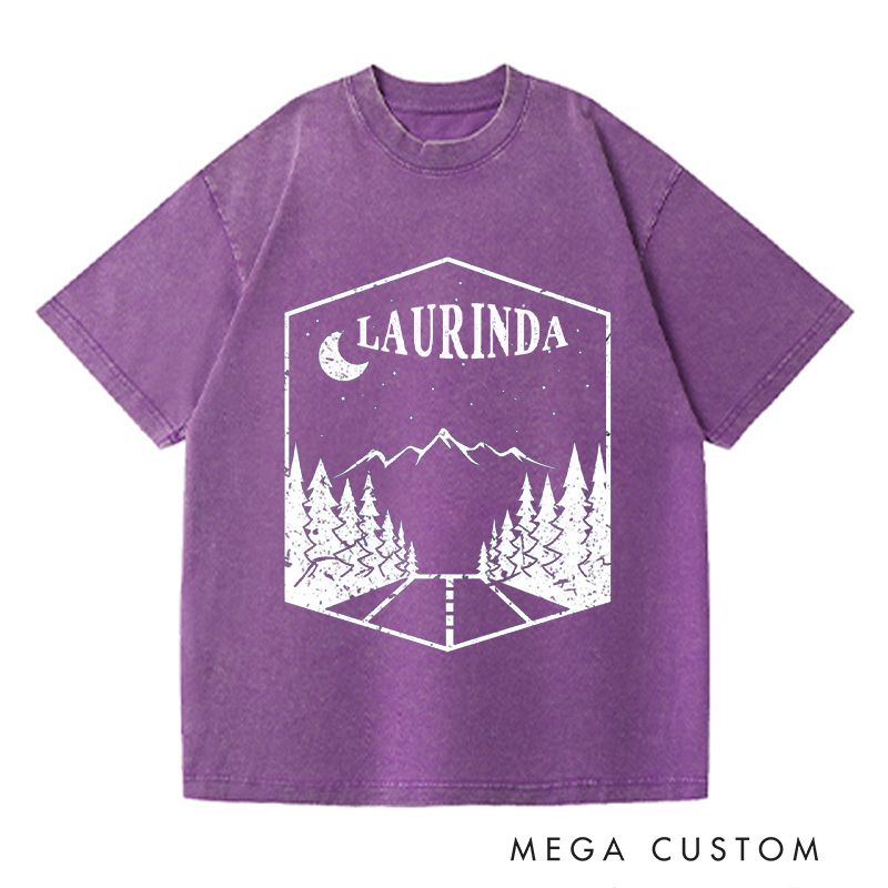 Personalized Nature Washed T-Shirts Mountains Trip Shirt with Name Nature Tee Shirt Gift For Traveler Gift Trip Lover Gift