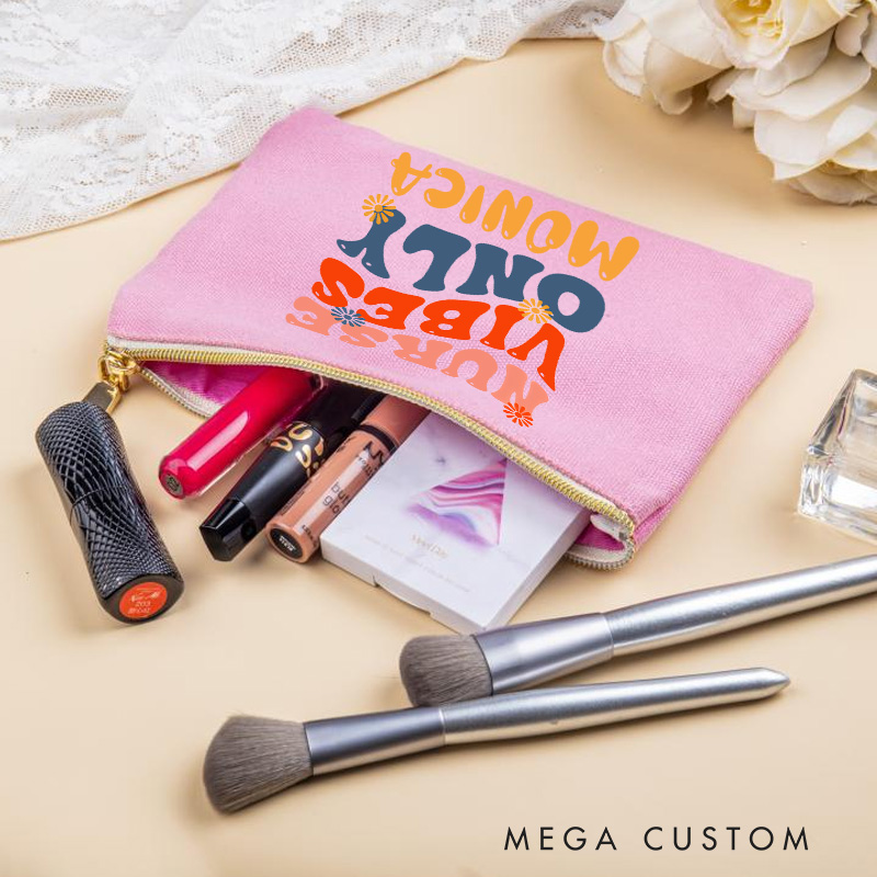 Personalized Makeup Bag for Nurse Vibes Only Design Fashion Cosmetic Bag Gift