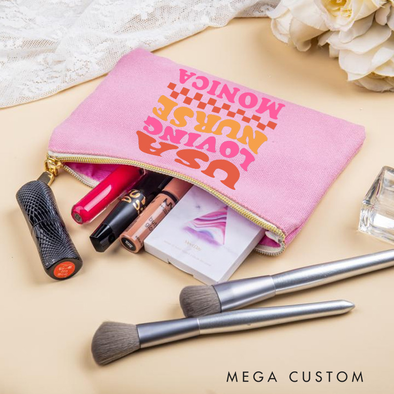 Personalized Makeup Bag for Nurse USA Loving Nurse Design Fashion Cosmetic Bag Gift