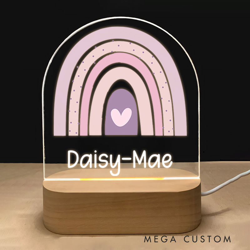 Personalised Name Rainbow LED Night Light Lamp New Baby Gift Nursery Baby Room Name Sign Gift