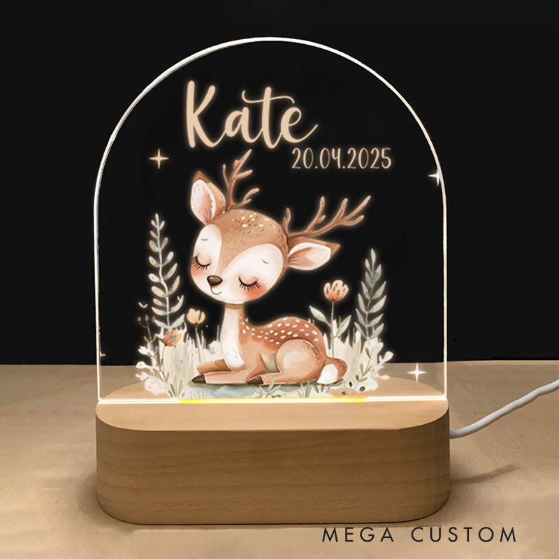 Personalized LED Night Light with Name and Date of Birth for Babies