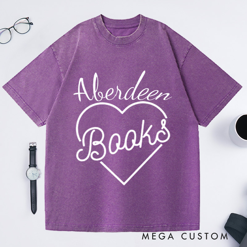 Personalized Books in My Heart Washed T-Shirts Reading T-shirt Book Lover Tee Librarian Tshirt Gift