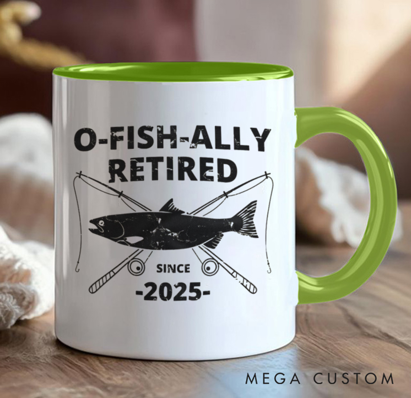 Personalized O-Fish-Ally Retired Mug - Fun Fishing-Themed Retirement Gift