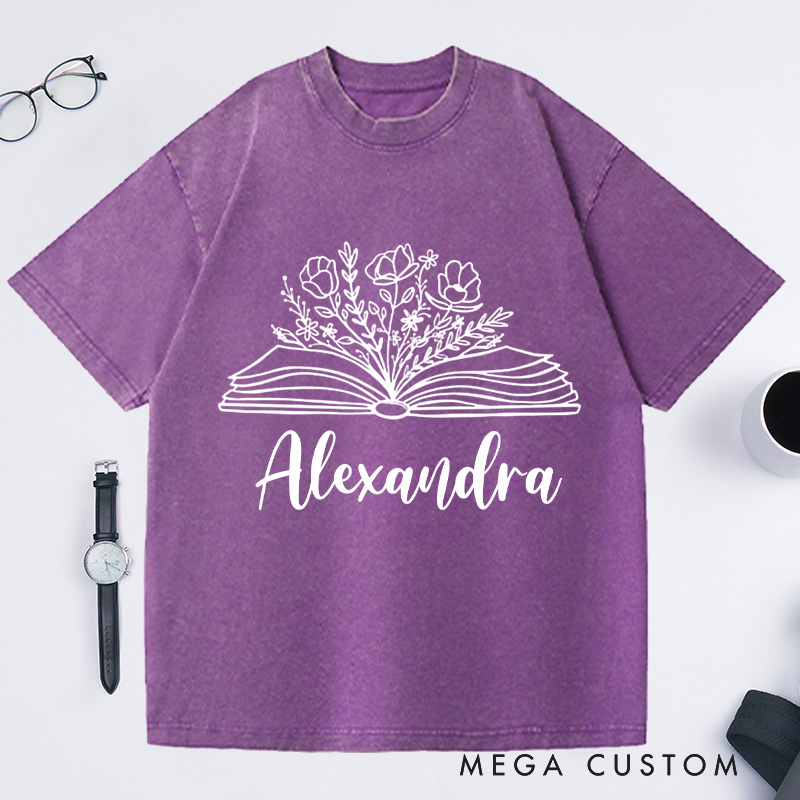 Personalized Book Shirt Wildflowers Washed T-Shirts Reading T-Shirt Bookish Shirt Librarian Shirt Book Lover Shirt Reader Gift