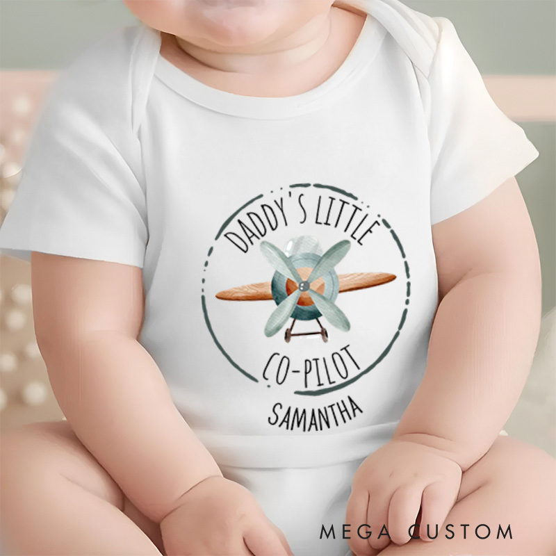 Personalized Daddy’s Little Co-Pilot Cute and Aviation Inspired Family Baby Gift Baby Onesie  