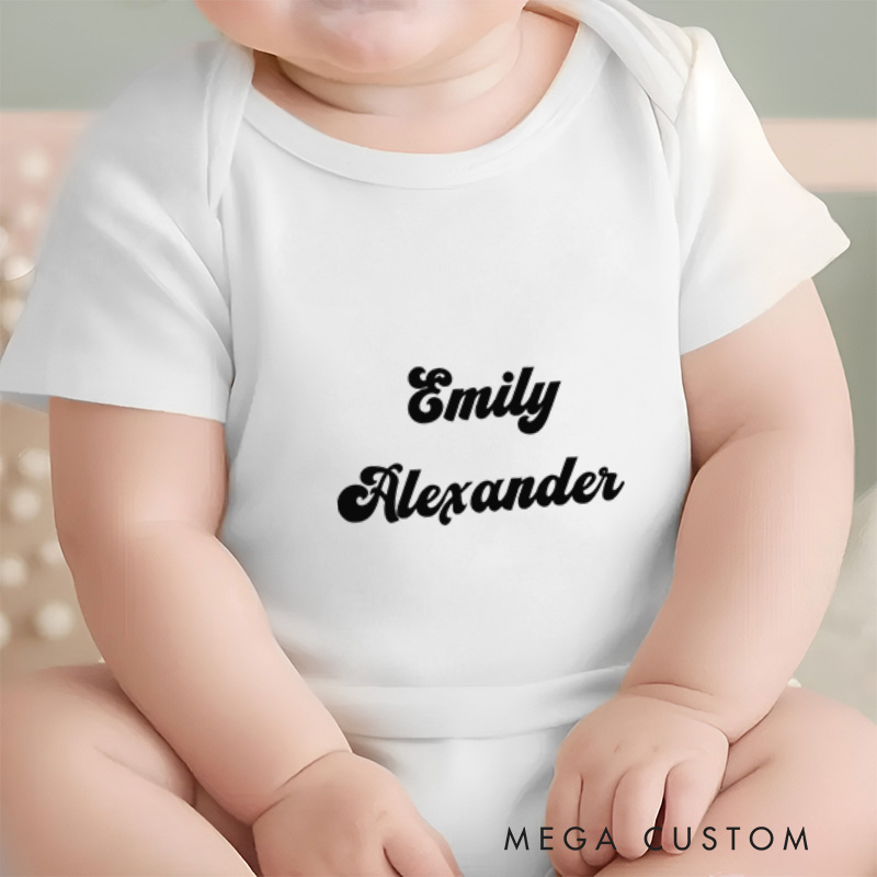Personalized Emily Alexander Elegant and Minimalist Baby Name Announcement Baby Gift Baby Onesie  