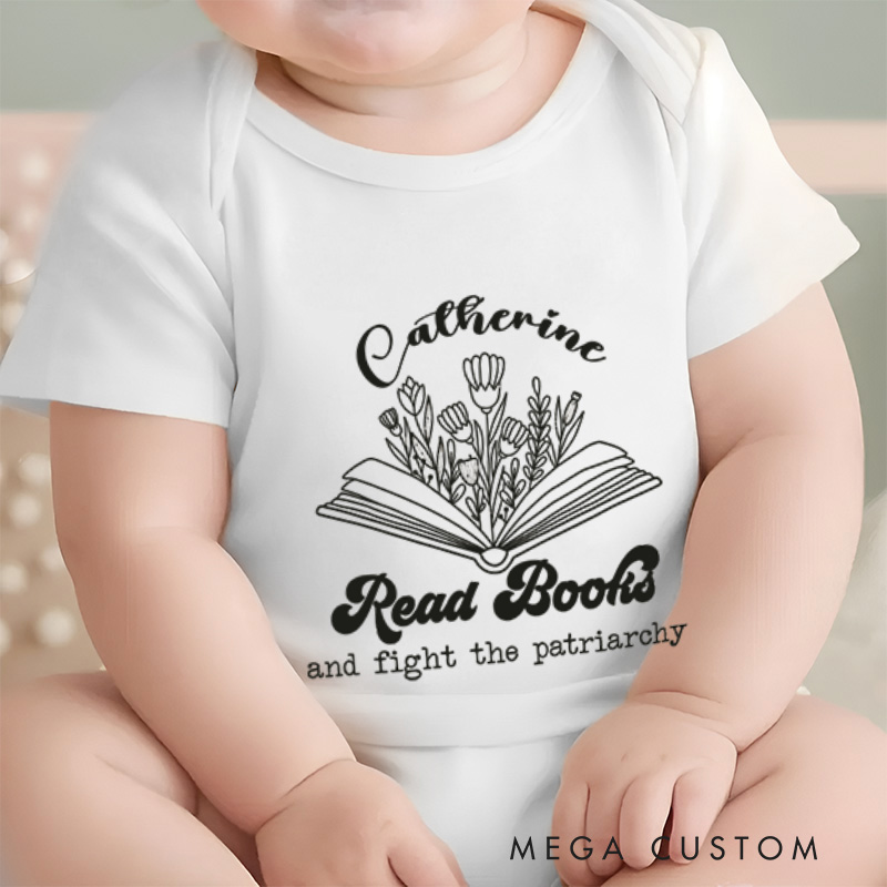 Personalized Books and Fight the Patriarchy Empowering Baby Gift Baby Onesie  