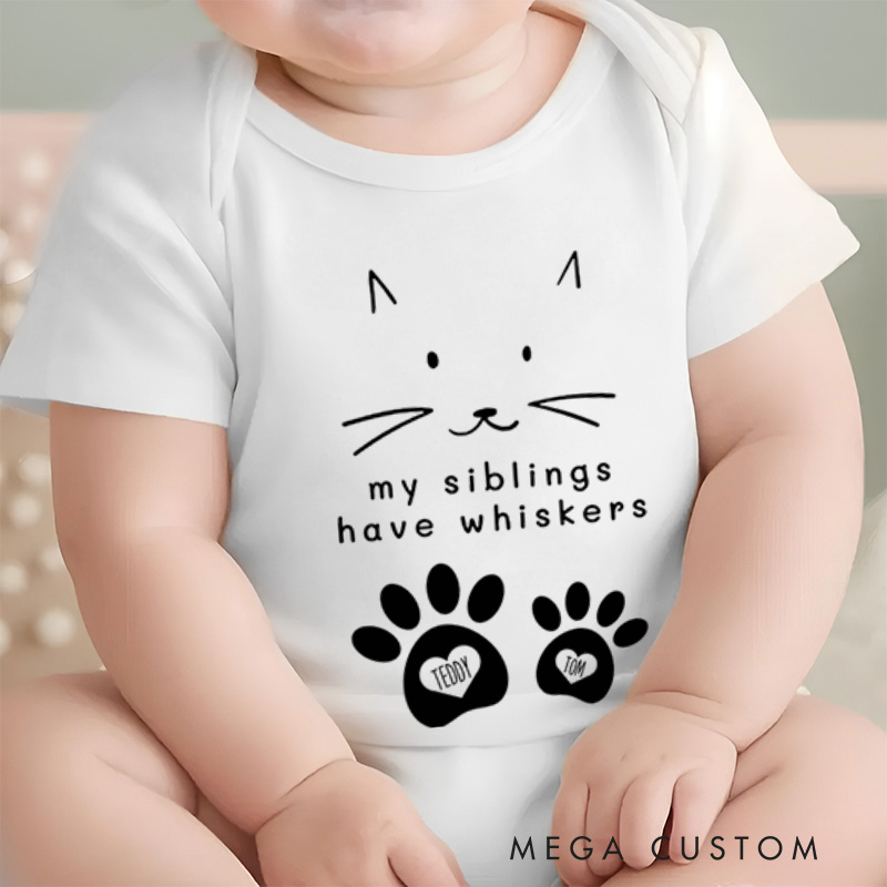 Personalized My Siblings Have Whiskers Cute and Adorable Pet Lover Baby Gift Baby Onesie  