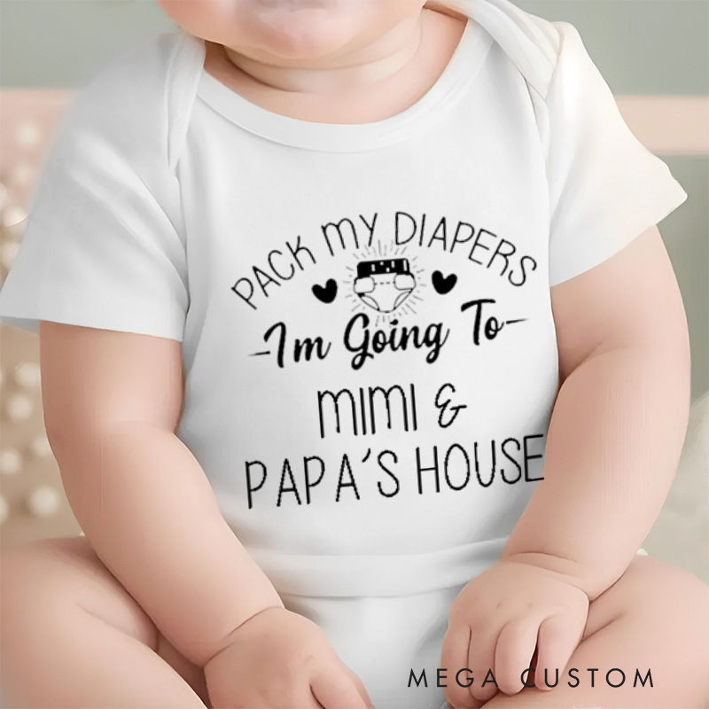 Personalized Pack My Diapers I’m Going to Someone’s House Cute Family Baby Gift Baby Onesie  