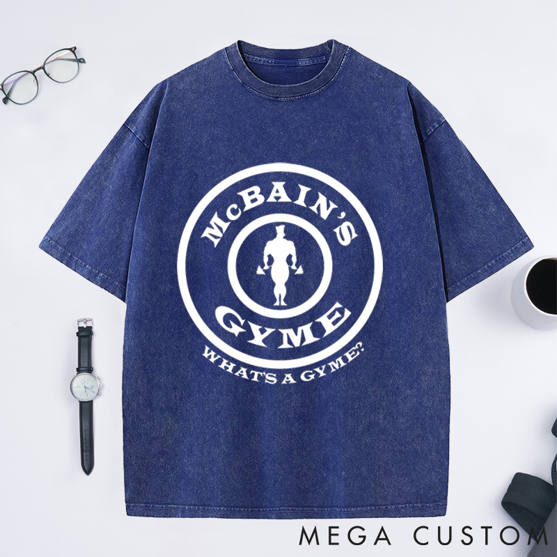 Personalized Gym Washed T-Shirts with Bold Muscle Silhouette Design for Fitness Enthusiasts Bodybuilders and Gym Lovers
