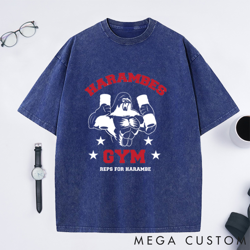 Personalized Gym Washed T-Shirts with Fierce Gorilla Lifting Design for Fitness Enthusiasts Bodybuilders and Gym Lovers