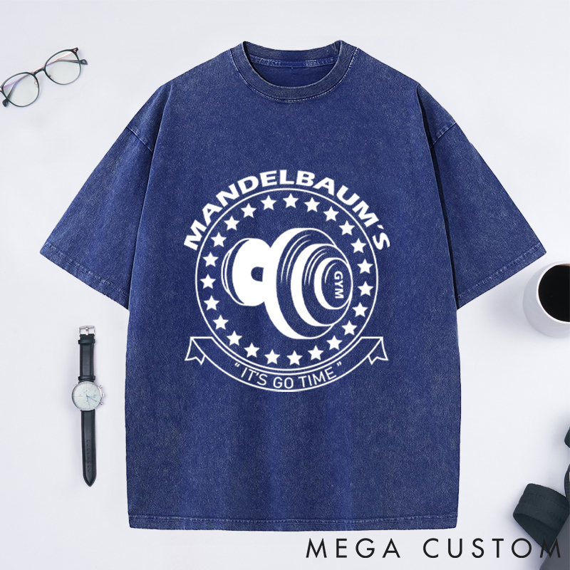 Personalized Gym Washed T-Shirts with Dumbbell Logo Design for Fitness Enthusiasts Bodybuilders and Gym Lovers