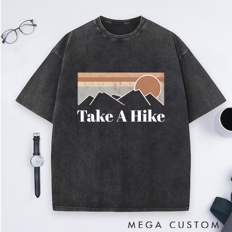 Personalized Take A Hike Washed T-Shirts Embrace The Call Of The Mountains Shirts Gift for Hiking Camping Adventure Lover