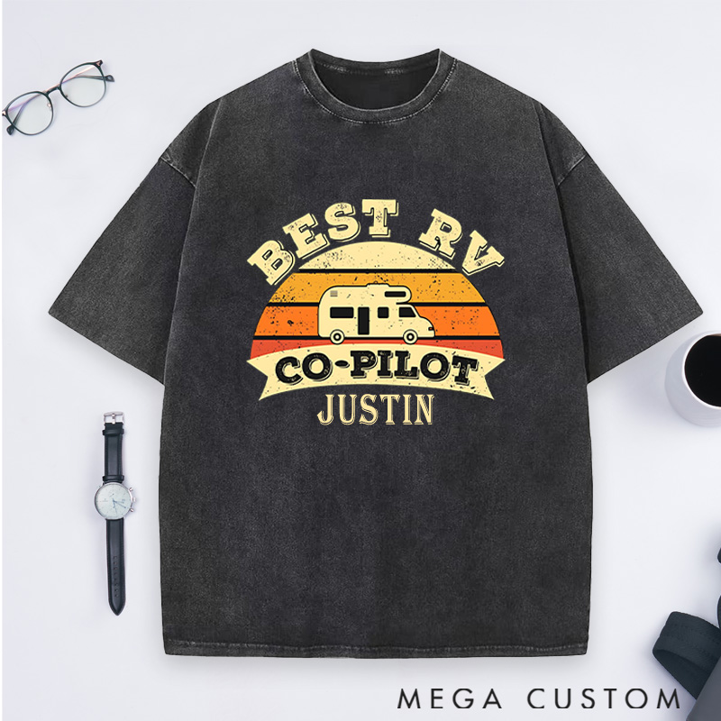 Personalized Best RV Washed T-Shirts Gift for Hiking Camping Adventure Lover