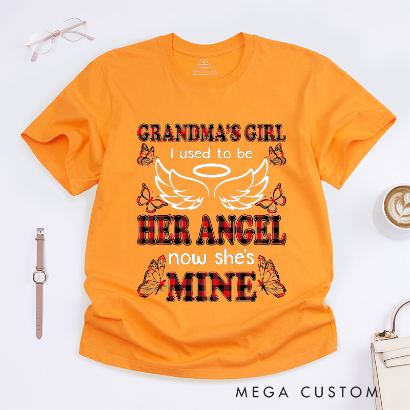 Personalized Remembrance T-Shirt Grandma's Girl I Used To Be Her Angel Now She's Mine Custom Memorial Tee for Loved One