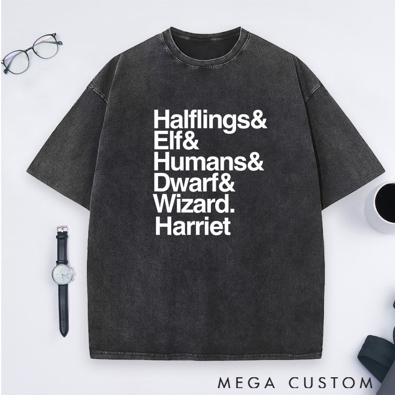 Personalized Fantasy Party Lineup Washed T-Shirts Game Movie & TV Lovers Shirts Gift for Geek Nerd