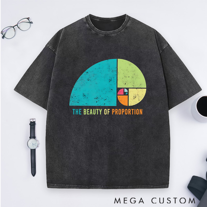 Personalized Golden Spiral Washed T-Shirts A Visual Harmony of Proportions Shirts Physics Math Lovers Shirts Gift for Geek Nerd