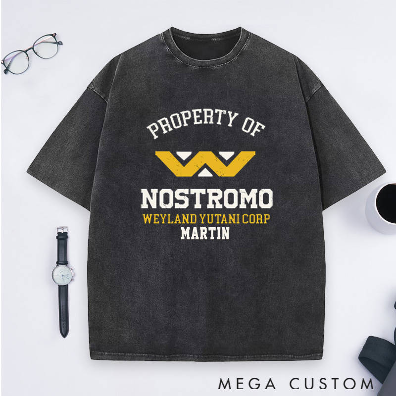 Personalized Weyland-Yutani Washed T-Shirts Sci-Fi Lover Shirts Gift for Geek Nerd