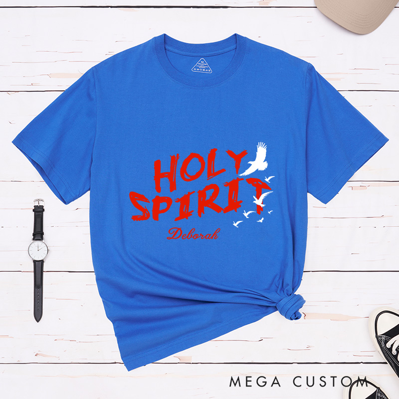 Personalized Holy Spirit Dove Bible Verse T-Shirt with Custom Name Christians Gift Birthday Gift Christian Apparel Gift for Jesus Lover 