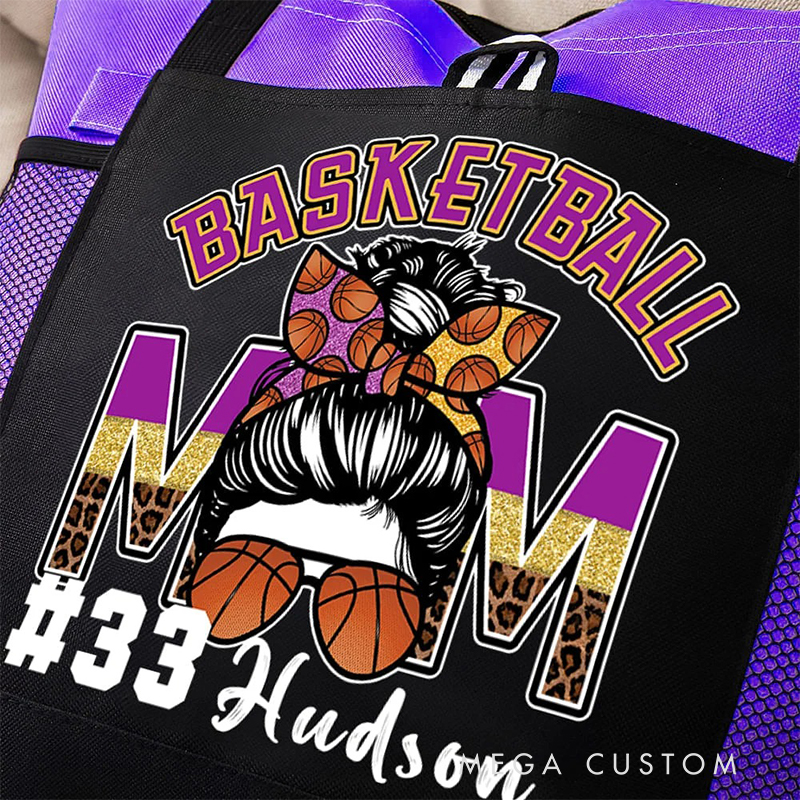 Personalized Basketball Mom Tote Bag with Custom Name and Number  