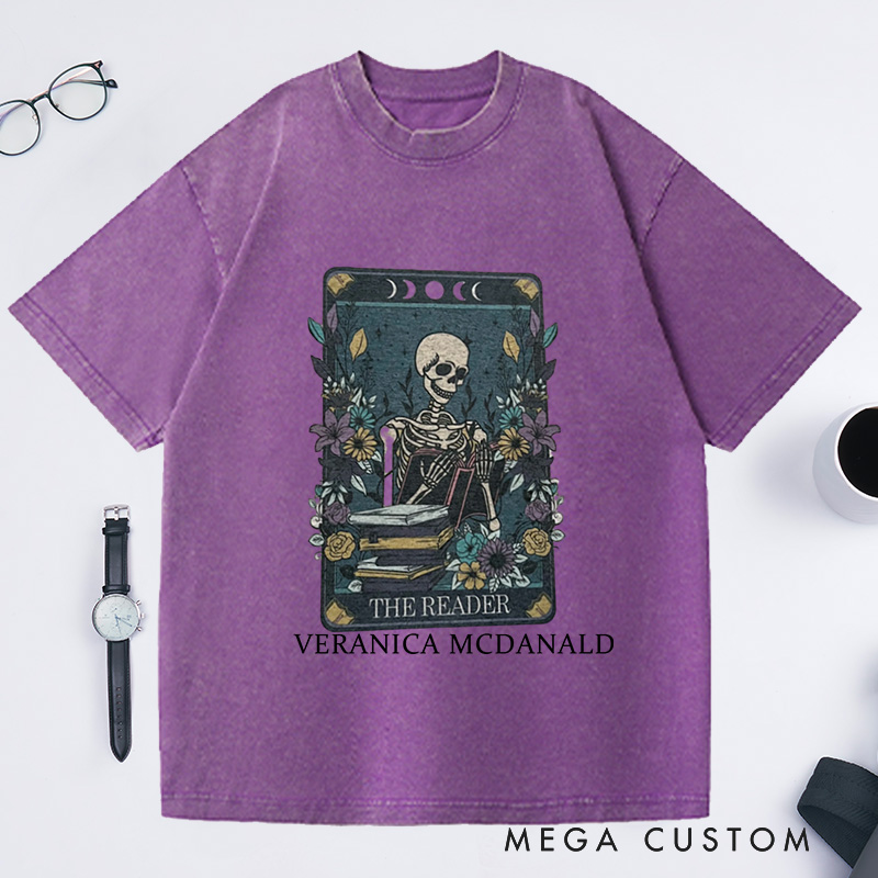 Personalized The Reader Tarot Washed T-Shirts Gifts for Book Lovers