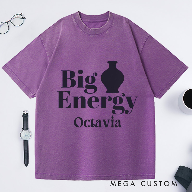 Personalized Big Pot Energy Pottery Washed T-Shirts Funny Ceramic Artist Tee Pottery Enthusiast Gift Potters Graphic Tee Fun Pottery Shirt