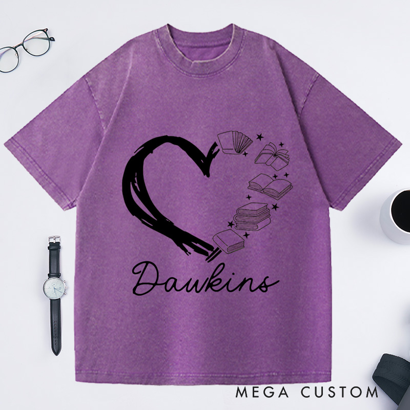 Personalized Love of Books Washed T-Shirts Book Lover Gift Reading Shirt Bookworm Shirt 