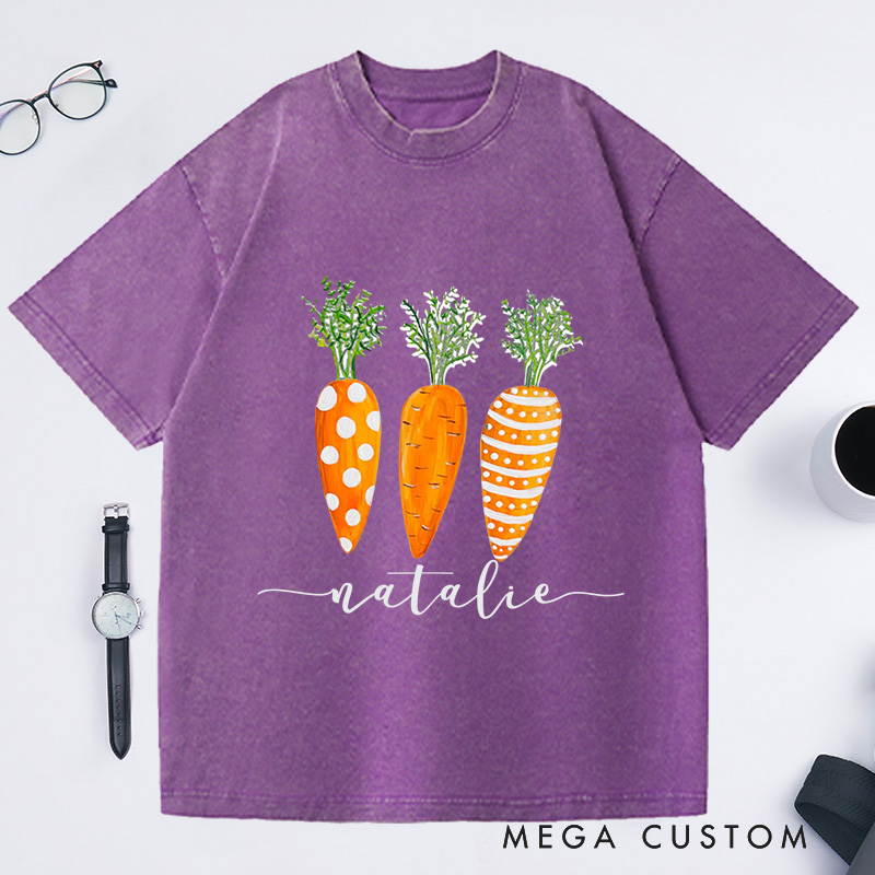 Personalized Carrots Washed T-Shirts Gardening Lover Gifts