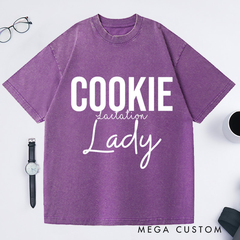 Personalized Cookie Lady Washed T-Shirts Baking Shirt Baker Gifts Cookie Shirt Baking Gifts for Women