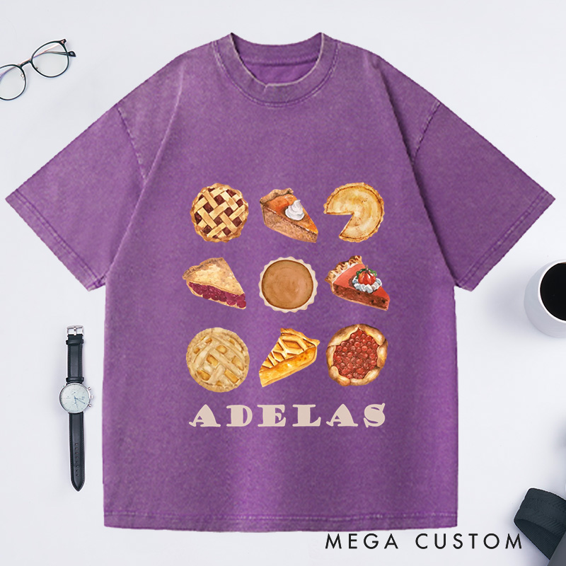 Personalized Comfort Colors Pumpkin Pie Washed T-Shirts Fall Shirt Thanksgiving Gift Thanksgiving Shirt