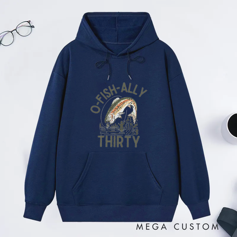 Personalized O-Fish-Ally Birthday Classic Hoodie Fun Fishing-Themed Birthday Gift for Fishing Enthusiasts