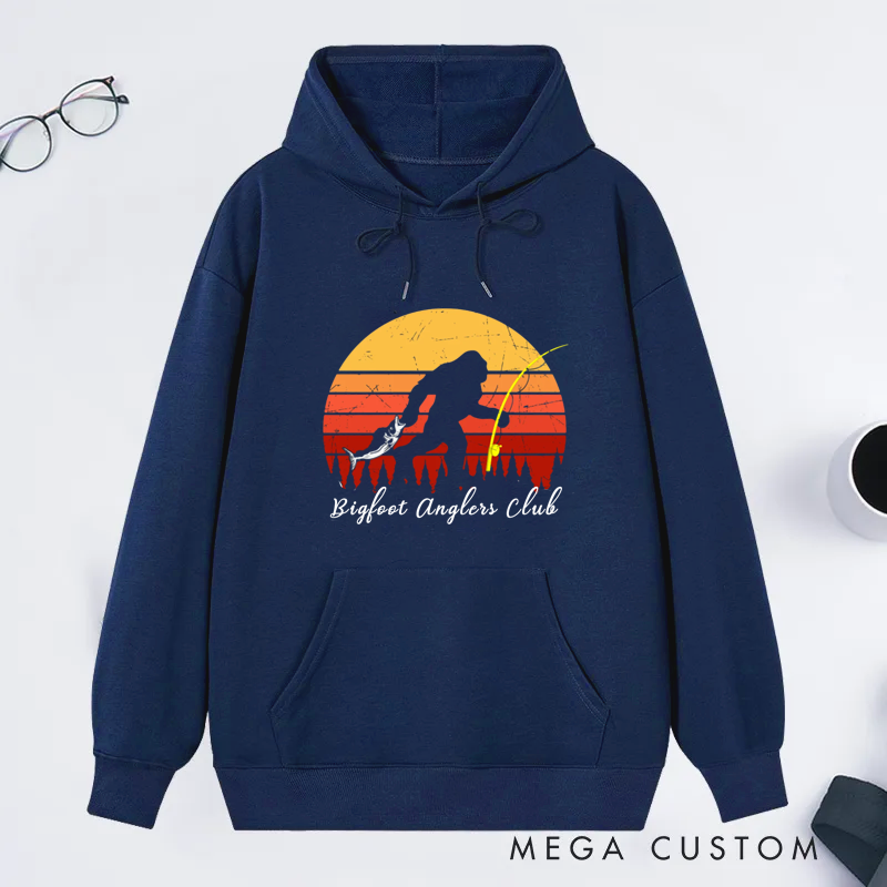 Personalized Retro Sunset Fishing Classic Hoodie Gift  for Fishing Enthusiasts