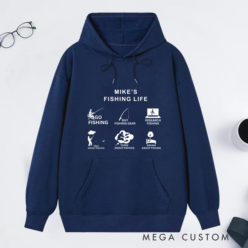 Personalized Funny Fishing Life Classic Hoodie Gift for Fishing Lovers Anglers Outdoor Enthusiasts and Fishermen