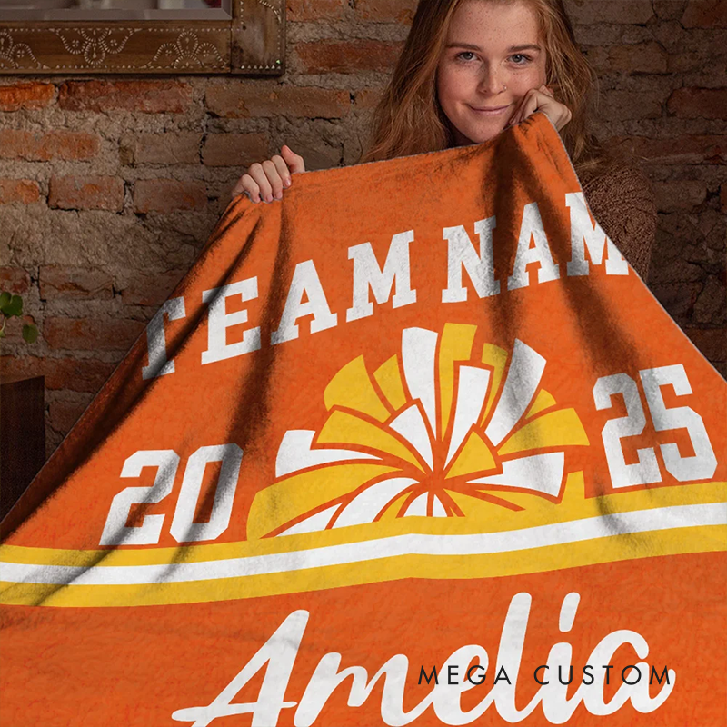 Personalized Cheerleading Blanket with Custom Team Name Year and Name Design