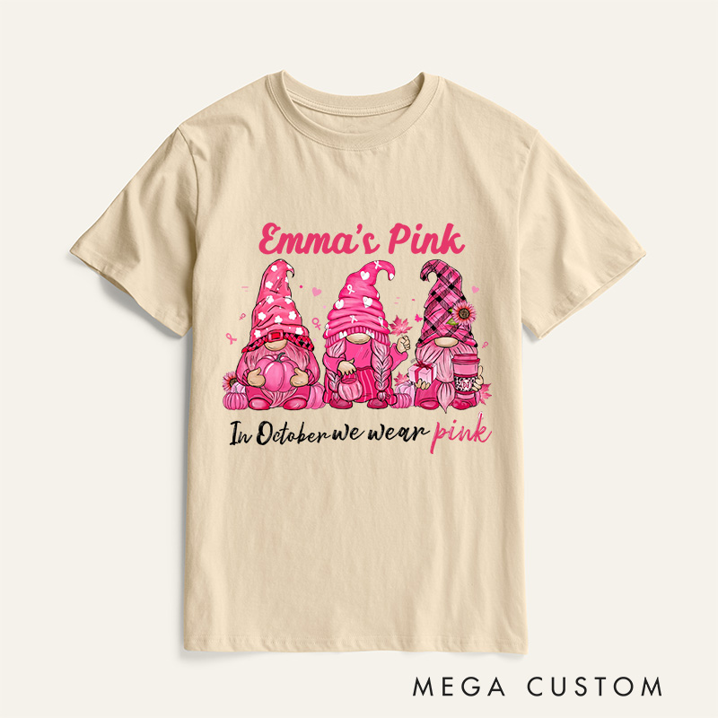 Personalized In October We Wear Pink T-Shirt Inspirational Gift for Women Who Have Triumphed Over Cancer
