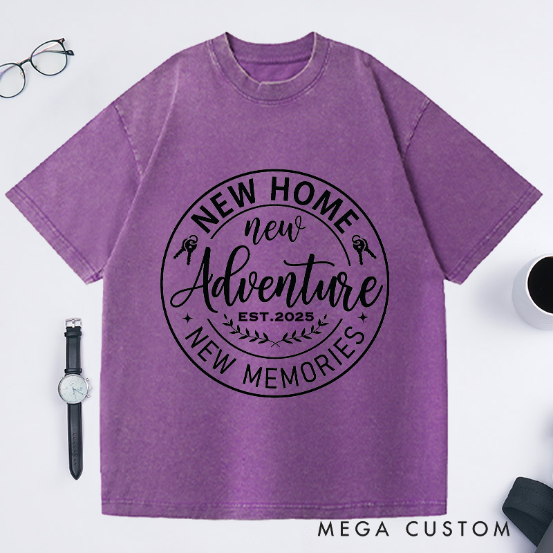 Personalized Custom New Home Adventure T-Shirt Housewarming New Memories Moving Celebration Gift
