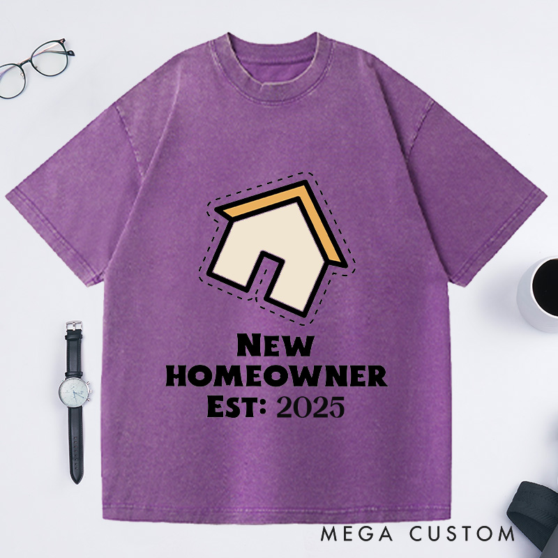 Personalized New Homeowner T-Shirt Housewarming Custom Dotted House Celebration Gift