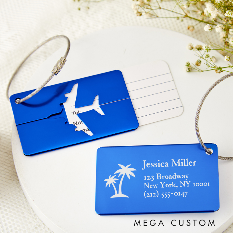Personalized Metal Luggage Tag for Traveling Lovers Customized Vacation Gift Suitcase Tag
