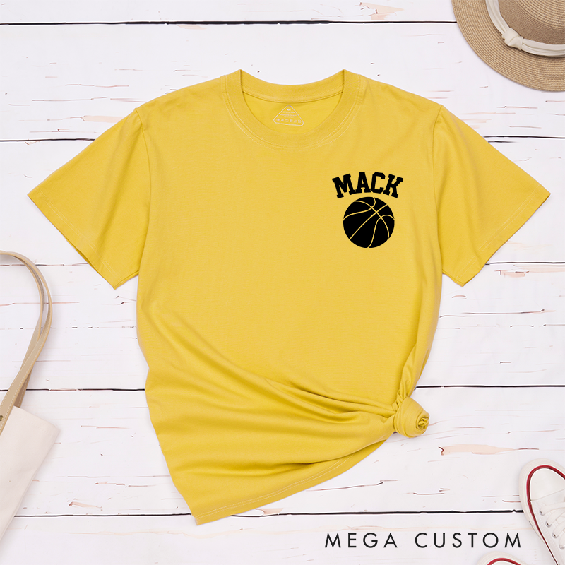 Personalized Basketball T-Shirt with Custom Name and Minimalist Basketball Graphic for a Stylish Look