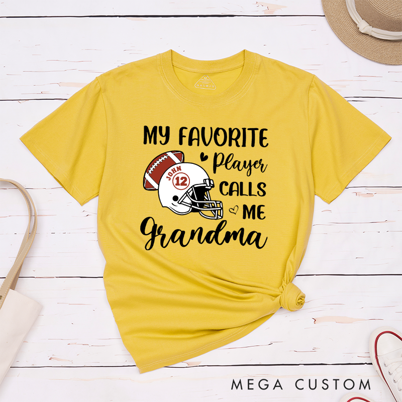 Personalized American Football and Rugby Grandma T-Shirts with Custom Name and Number