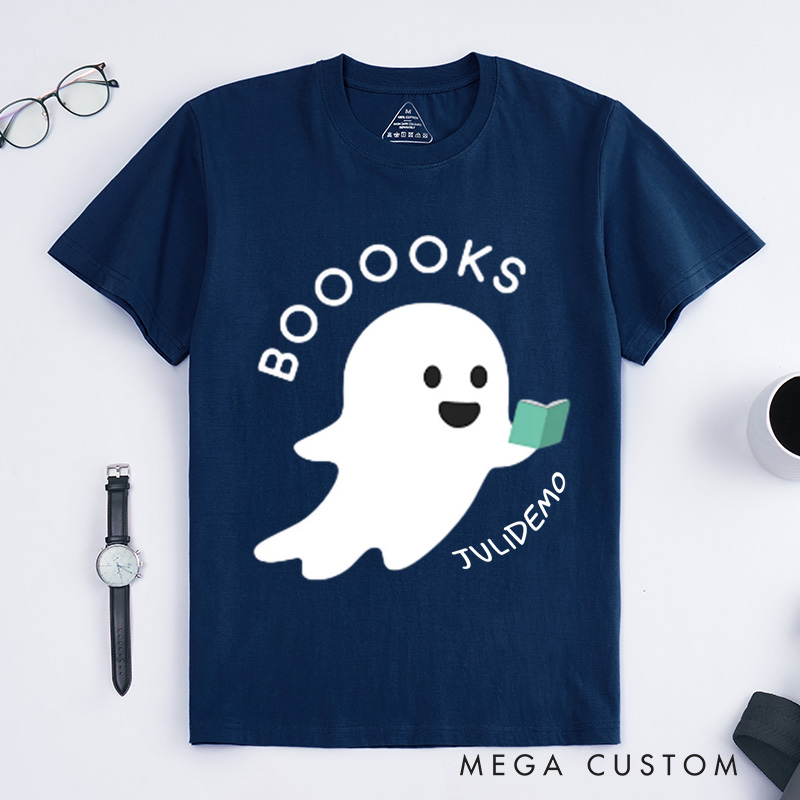Personalized Ghost Books Reader Classic T-Shirts Reader Gifts Booooks Shirt Halloween Reading Shirts Librarian Gifts Bookworm Gifts Teacher Shirts
