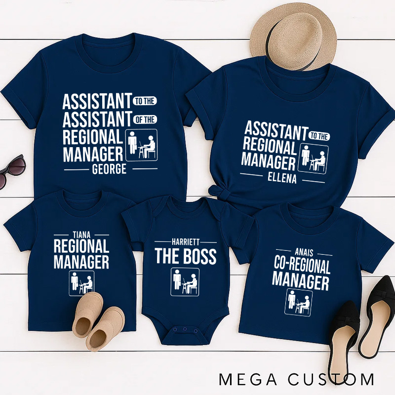 Personalized Regional Manager Funny Family Matching T-Shirts Daily Grind TV Series Family Tshirt Movie TV Show Fan Shirt First Fathers Day Gift
