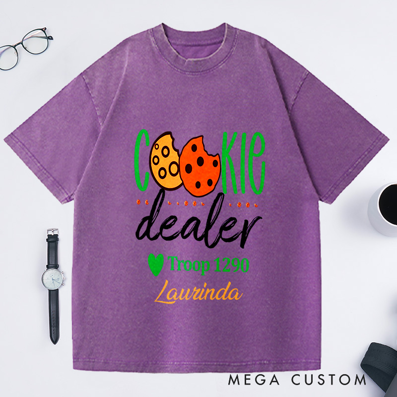 Personalized Cookie Dealer Washed T-Shirts Custom Cookie Dealer Troop Number Shirt