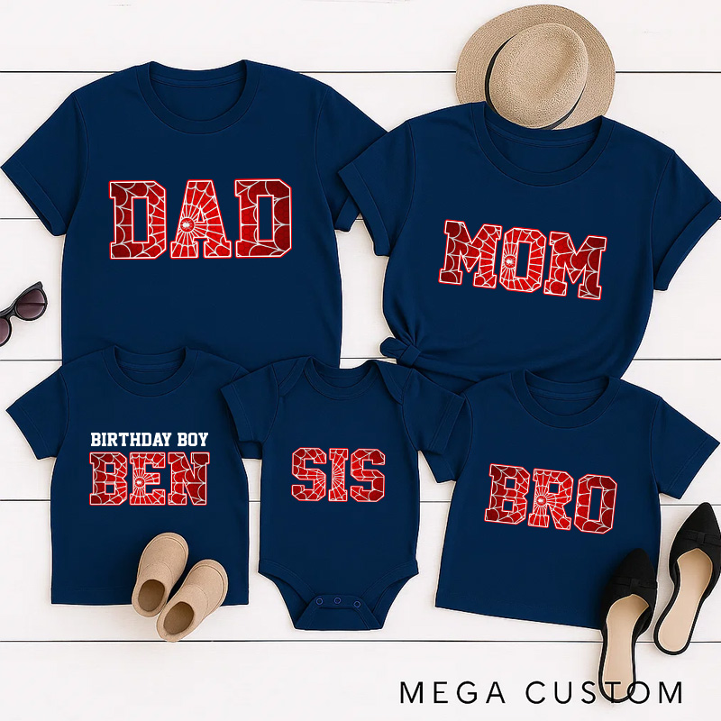Personalized Spider Birthday Family T-Shirts Superhero Family Matching Tshirts Birthday Party Shirts for Anime Lovers Birthday Gifts