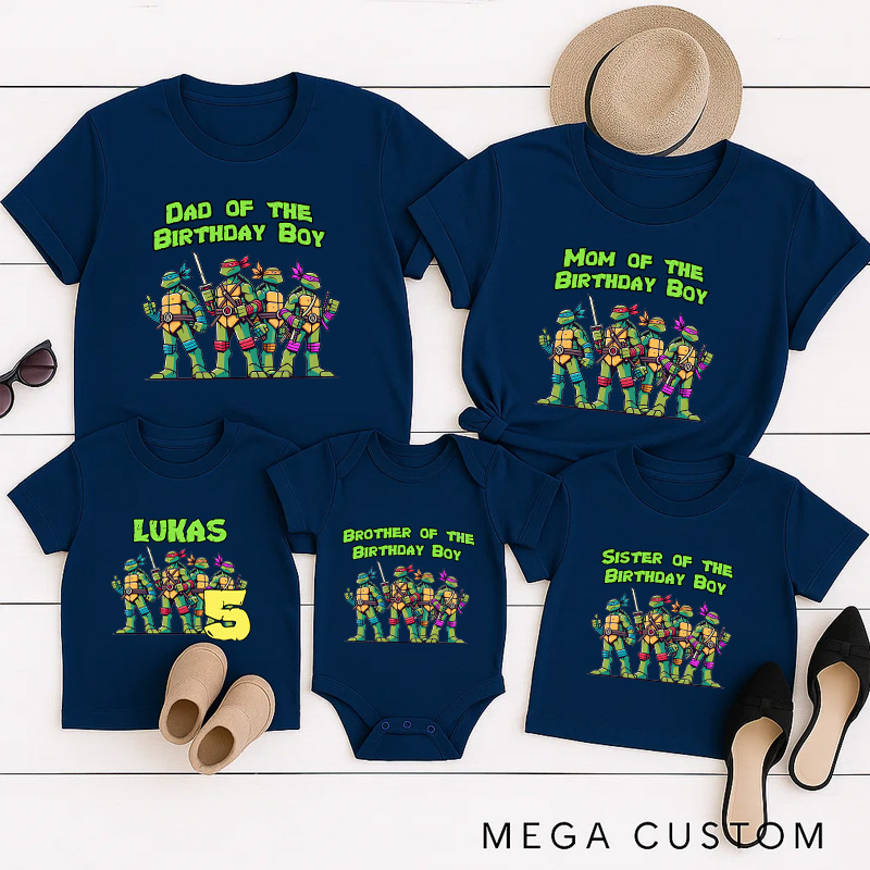 Personalized Turtles Birthday Family T-Shirts Turtles Family Matching Tshirts Birthday Party Shirts for Anime Lovers Birthday Gifts