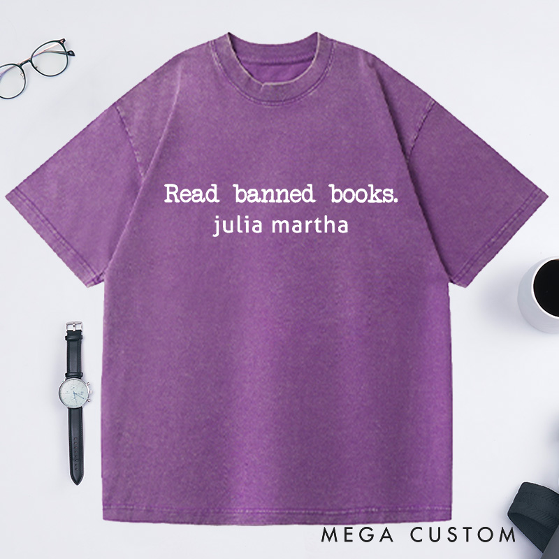 Personalized Read Banned Books Washed T-Shirts Reading Shirt Book Lover 